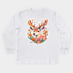 Minimal Cute Baby Deer Kids Long Sleeve T-Shirt